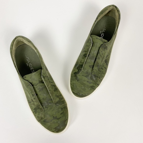 J/Slides green camo leather Heidi platform sneakers shoes sz  J/Slides green camo leather Heidi platform sneakers shoes sz 6 6.5 new $150